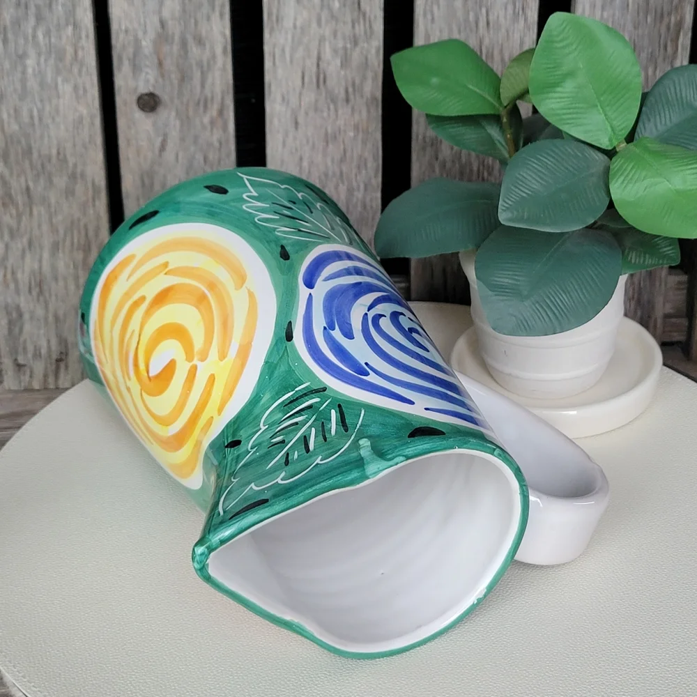 Pier 1 Pitcher Handpainted Glazed Watercolor Florals
